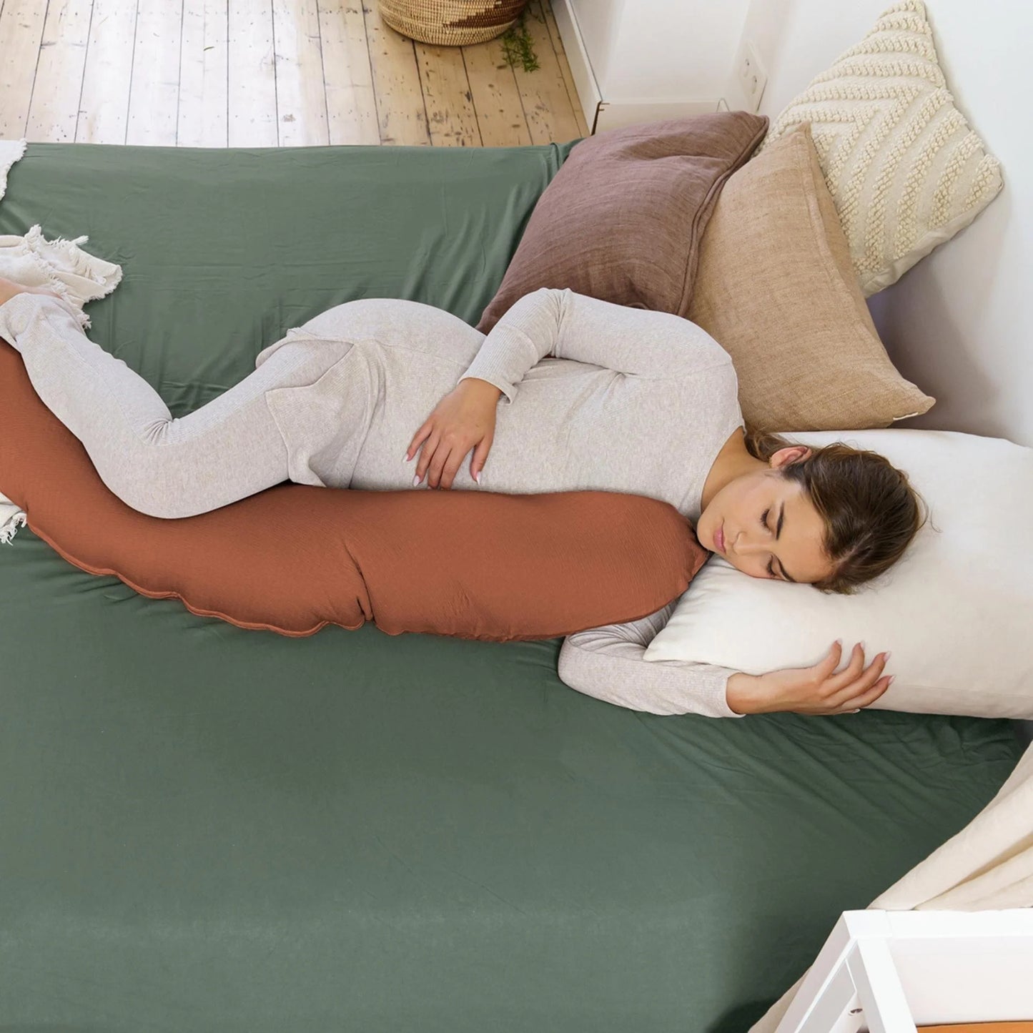 Buddy Pregnancy & Nursing Pillow - Tetra Jersey Terracotta