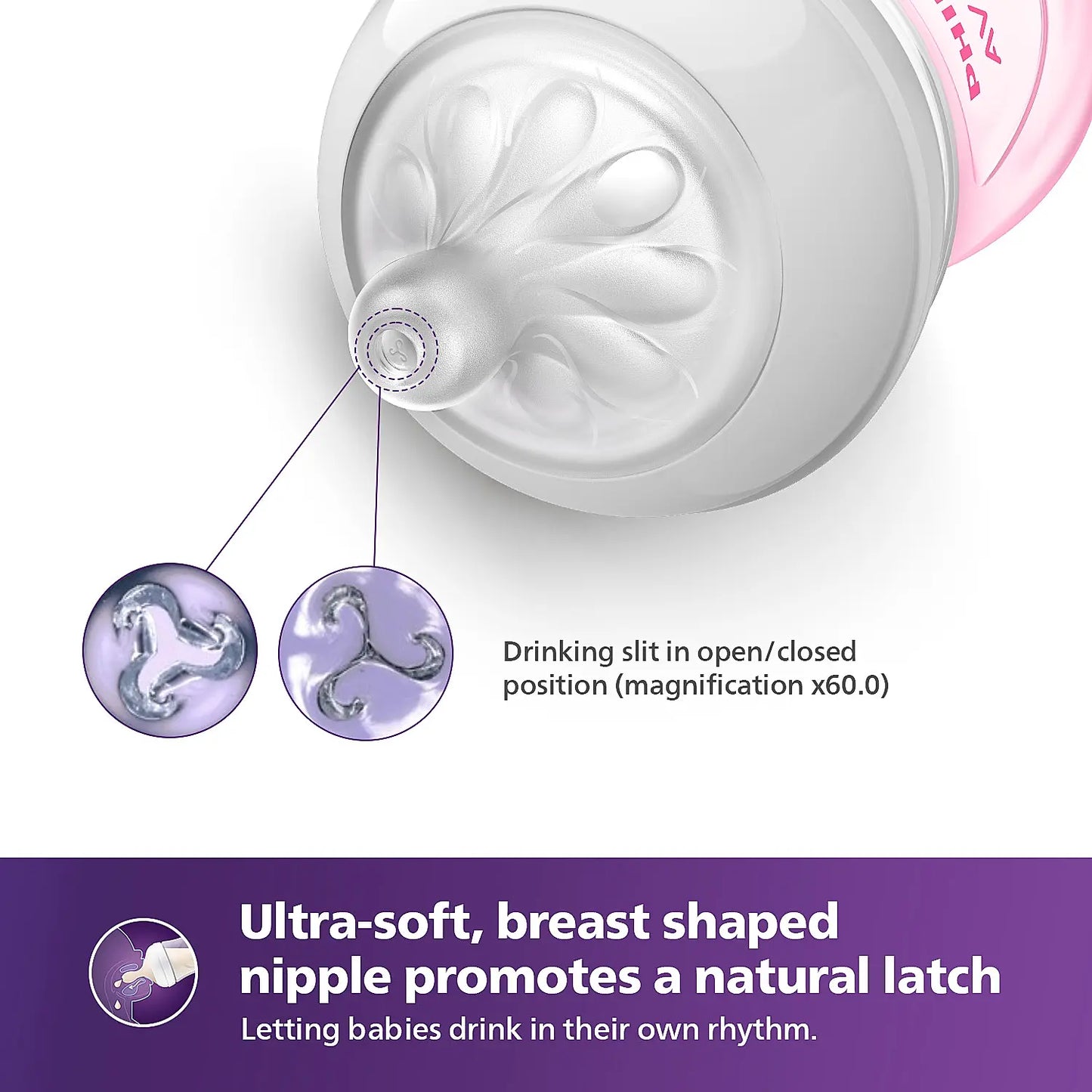 Natural Response Feeding bottle 260ml - Single Pack - Pink (SCY903/11)