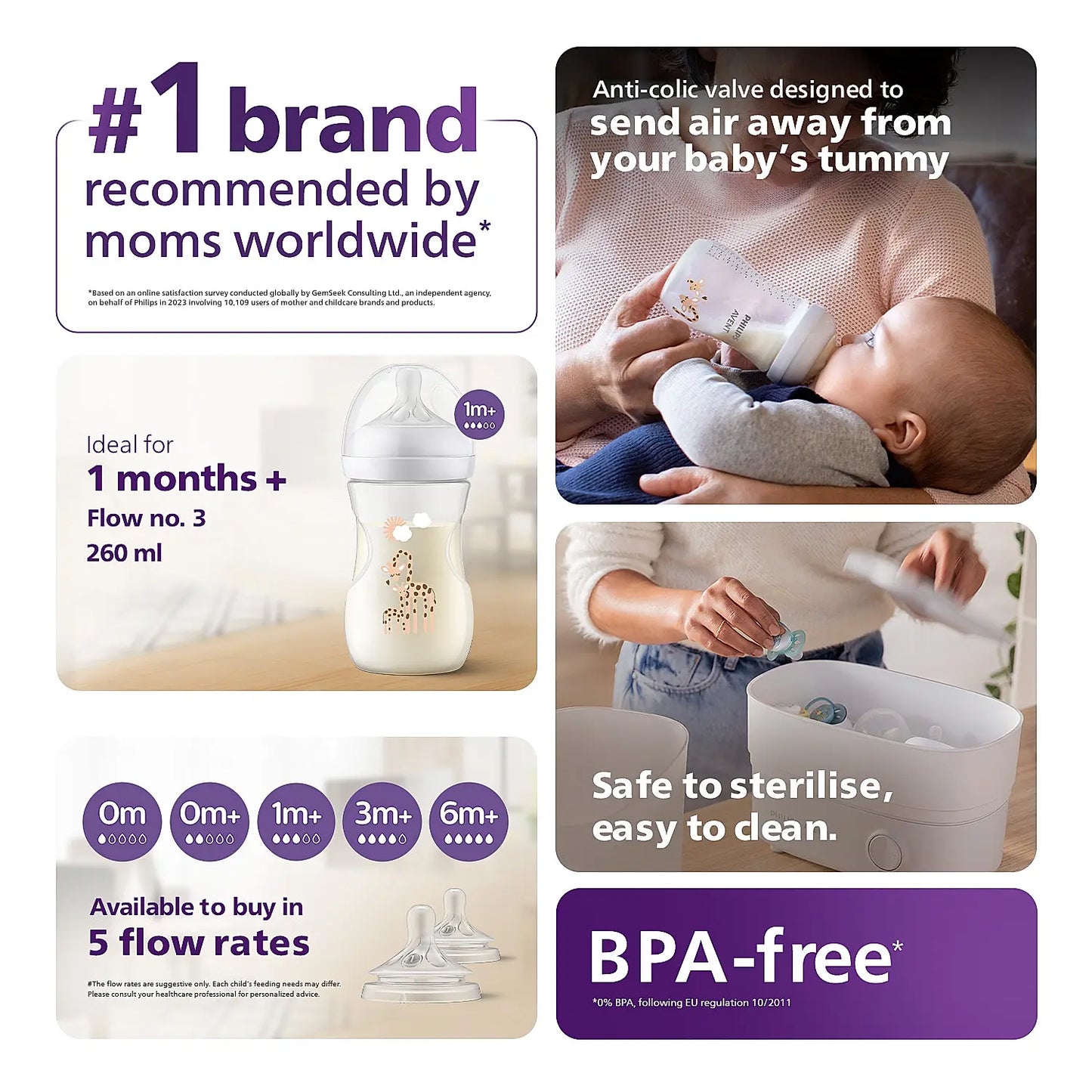 Natural Response Feeding bottle 260ml - Single Pack - Koala (SCY903/67)