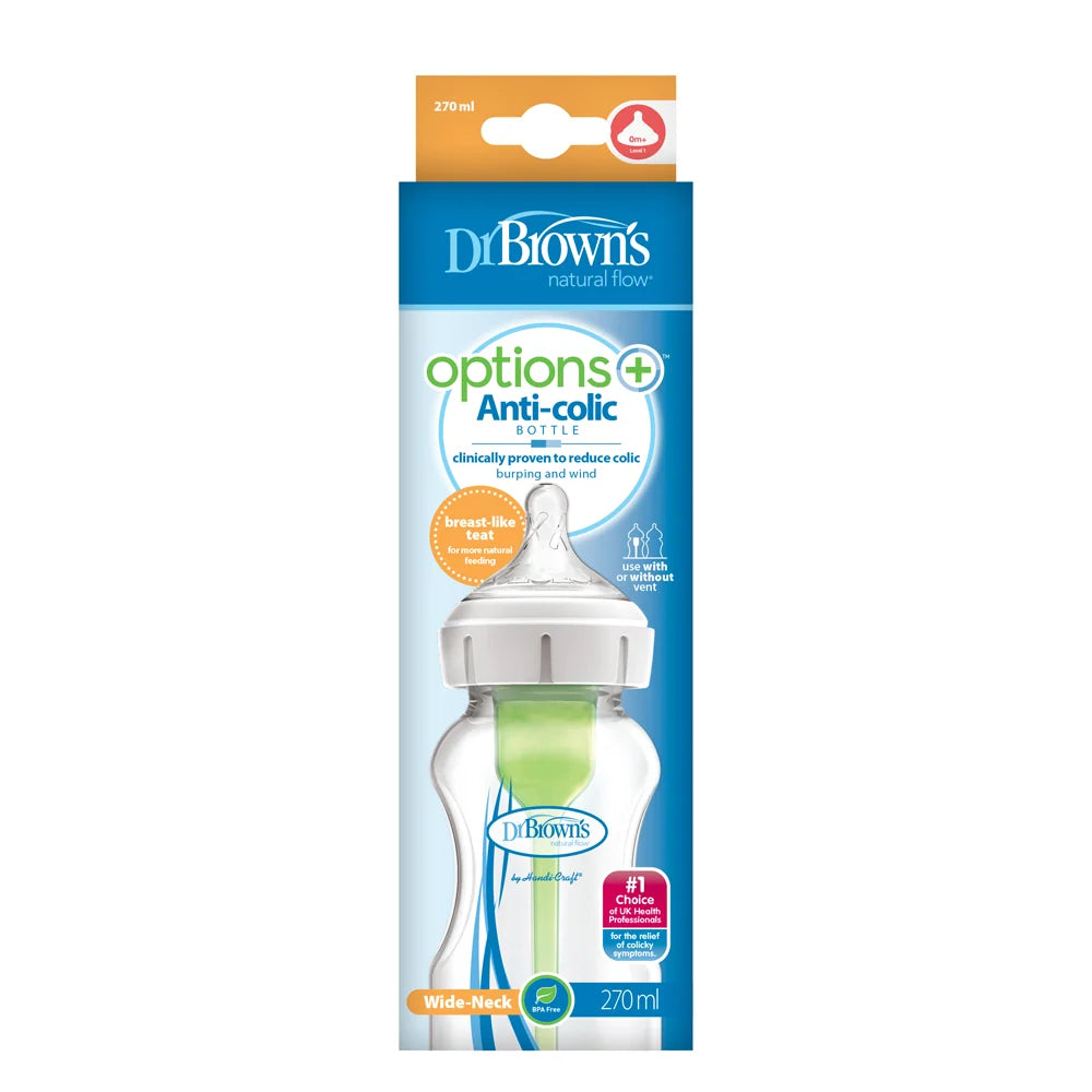 270 ml Anti-Colic Options+ Wide-Neck bottle, w/L2 nipple, 1-pack