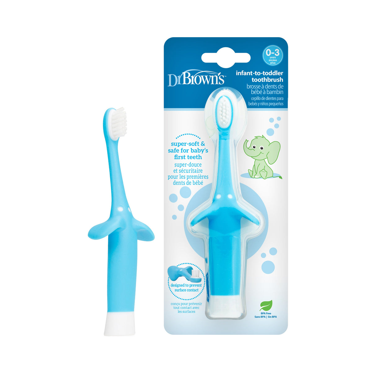 Infant- Toddler Elephant Toothbrush (0-3years) Blue