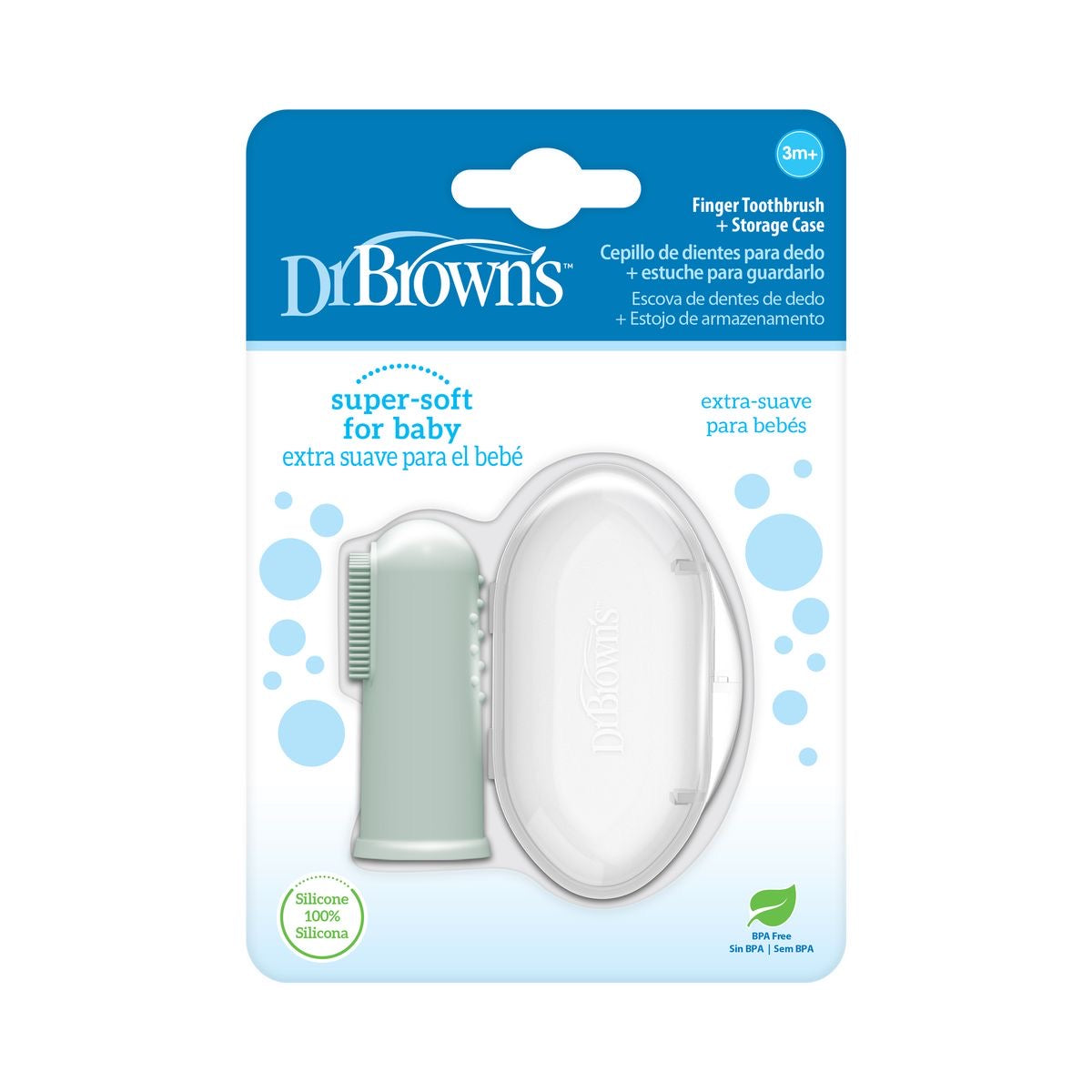 Silicone Finger Toothbrush with Case, Green