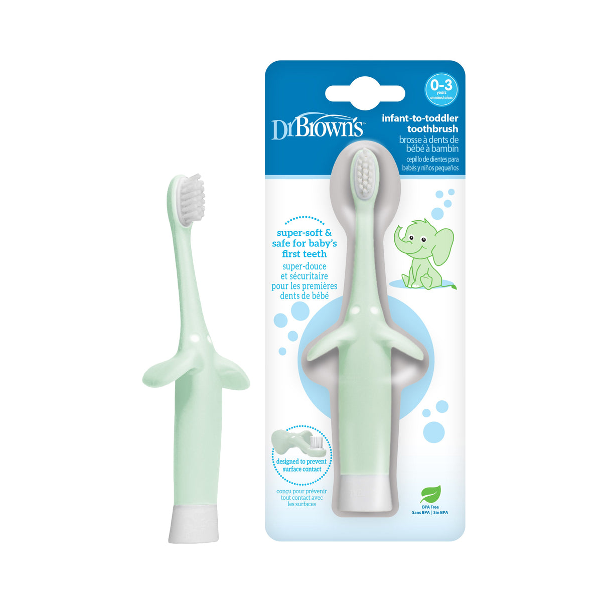 Infant- Toddler Elephant Toothbrush (0-3years) Mint