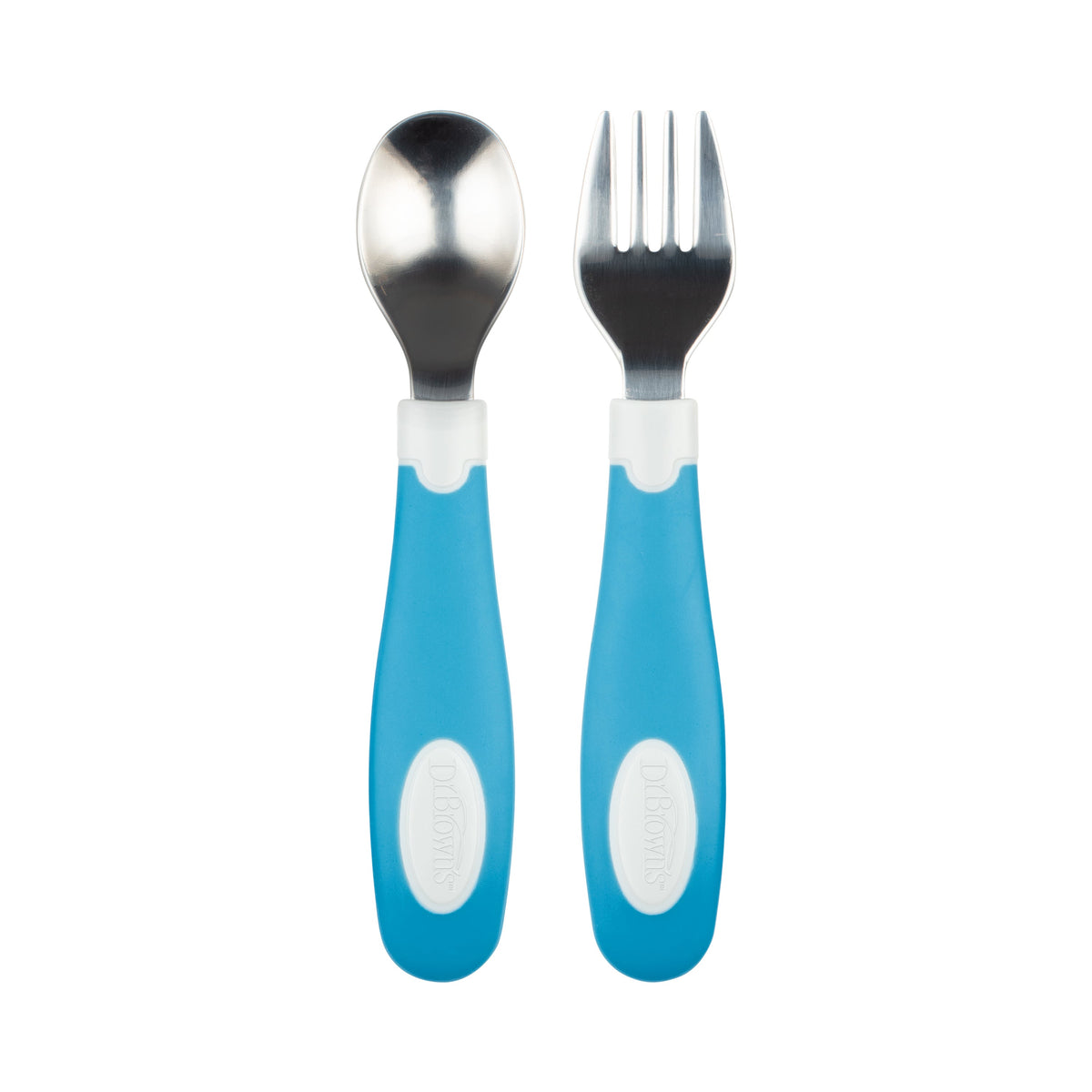 Soft-Grip Spoon and Fork Set 12m+, 2 Pack Blue