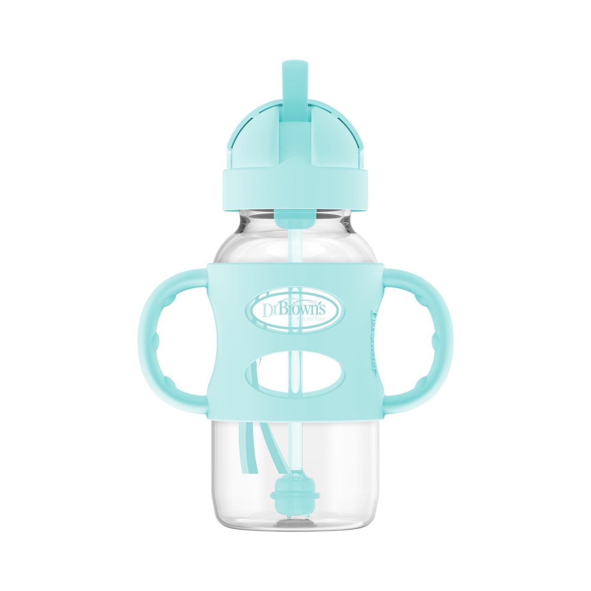 Wide Neck Sippy Straw Bottle + Handles 270 ML 6m+, Green