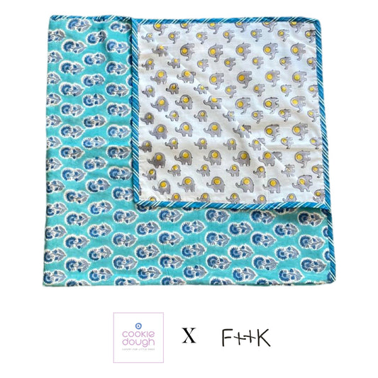 The Reversible Blanket - Blue Elephant