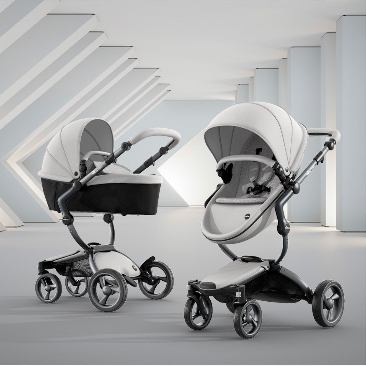 Mima Xari 4G Grey Chassis & White Seat Box with London Grey Starter Pack