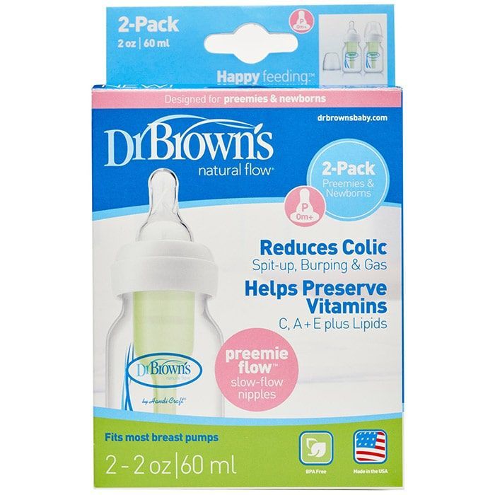 Natural Flow® Options+™ Preemie Baby Bottle, 2 oz/60 ml, 2 PK