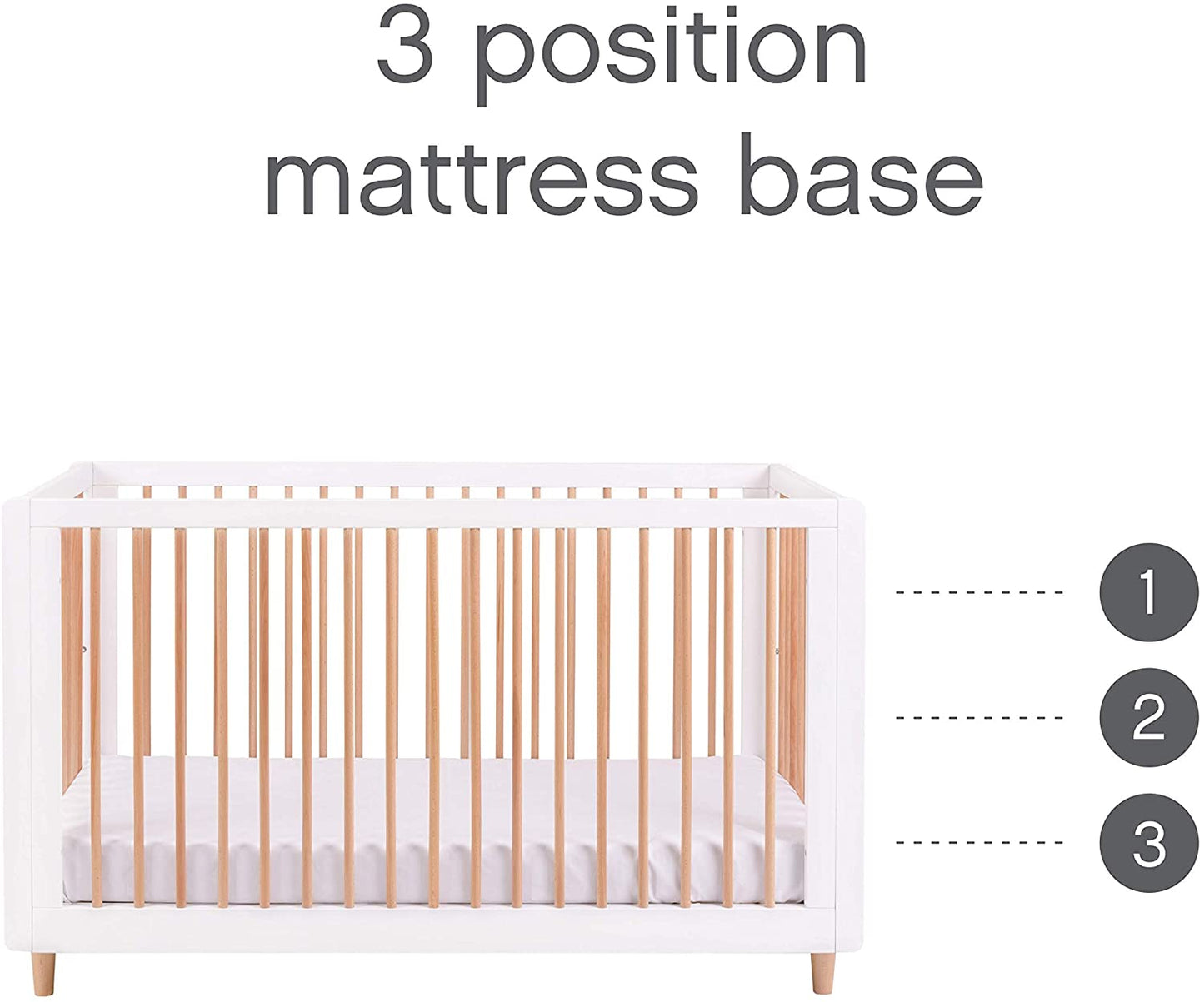 Siena 3 in 1 Cot Bed & Mattress - White & Beech