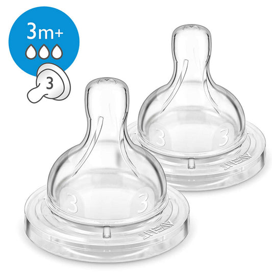 Anti-Colic Teats x2 Medium Flow 3 holes - 3m+ (SCF 633/27)