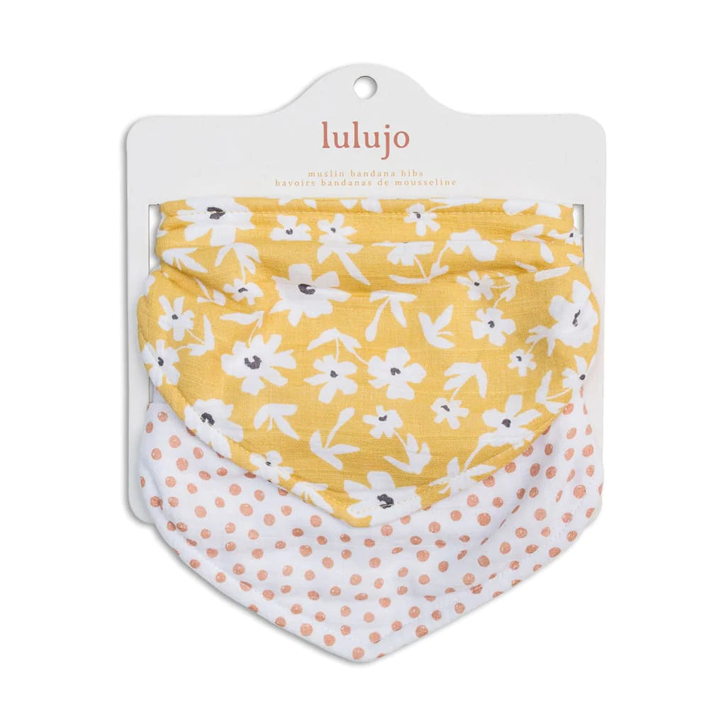 Bandana Bibs, Pack of 2 - Wildflowers/Dots