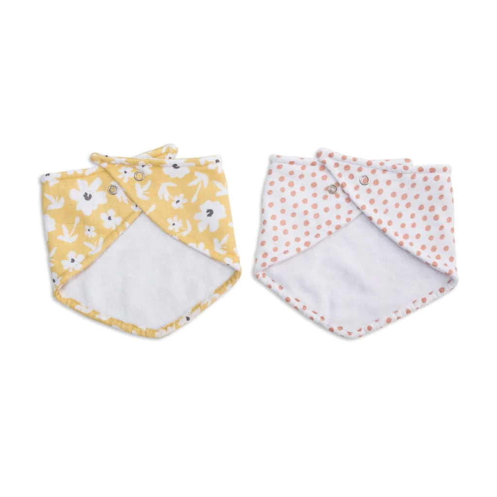 Bandana Bibs, Pack of 2 - Wildflowers/Dots