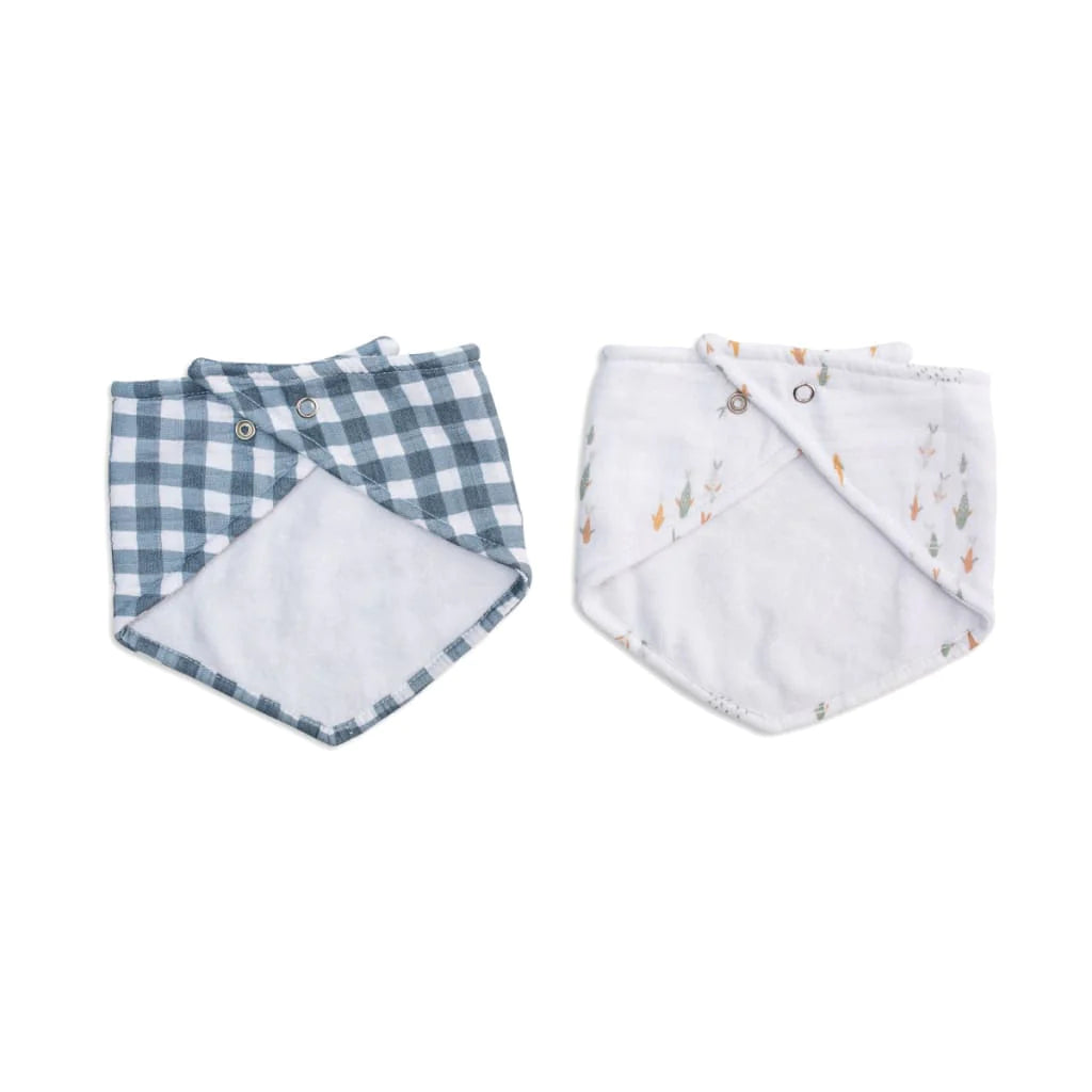Bandana Bibs, Pack of 2 - Fish/Gingham