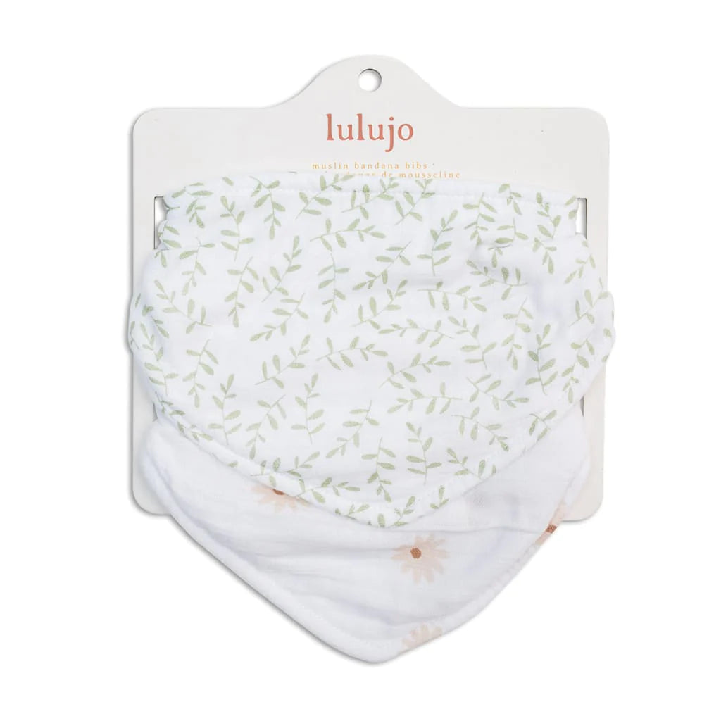 Bandana Bibs, Pack of 2 - Daisies/Greenery