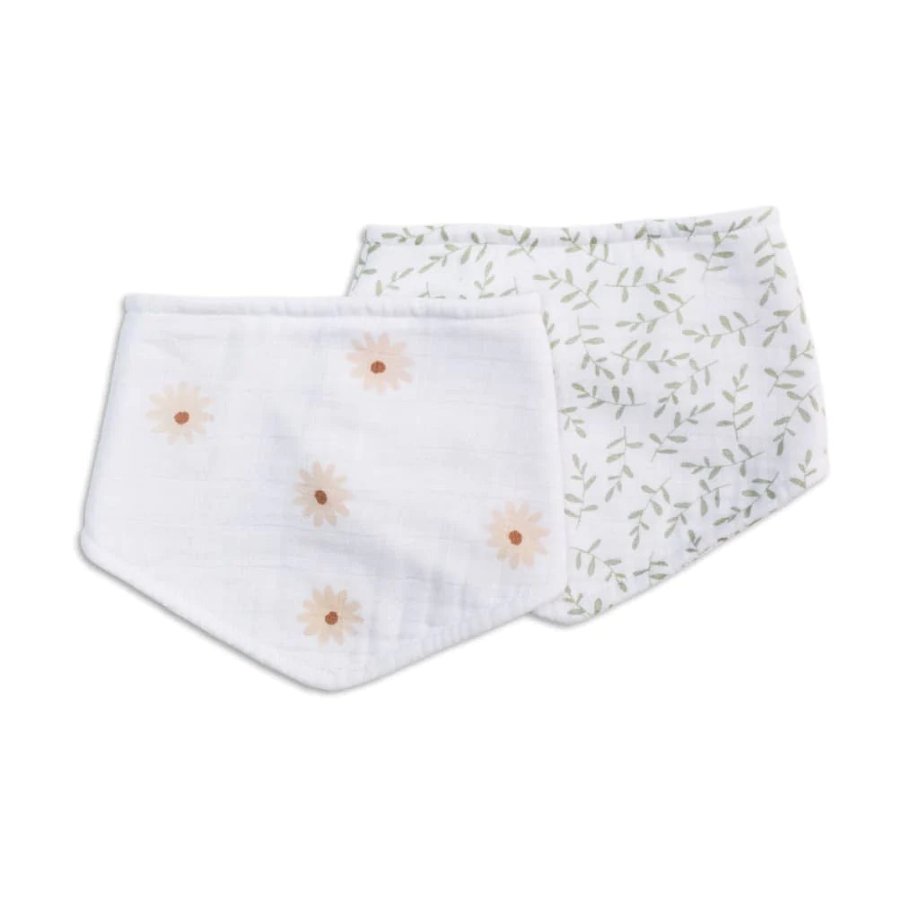 Bandana Bibs, Pack of 2 - Daisies/Greenery