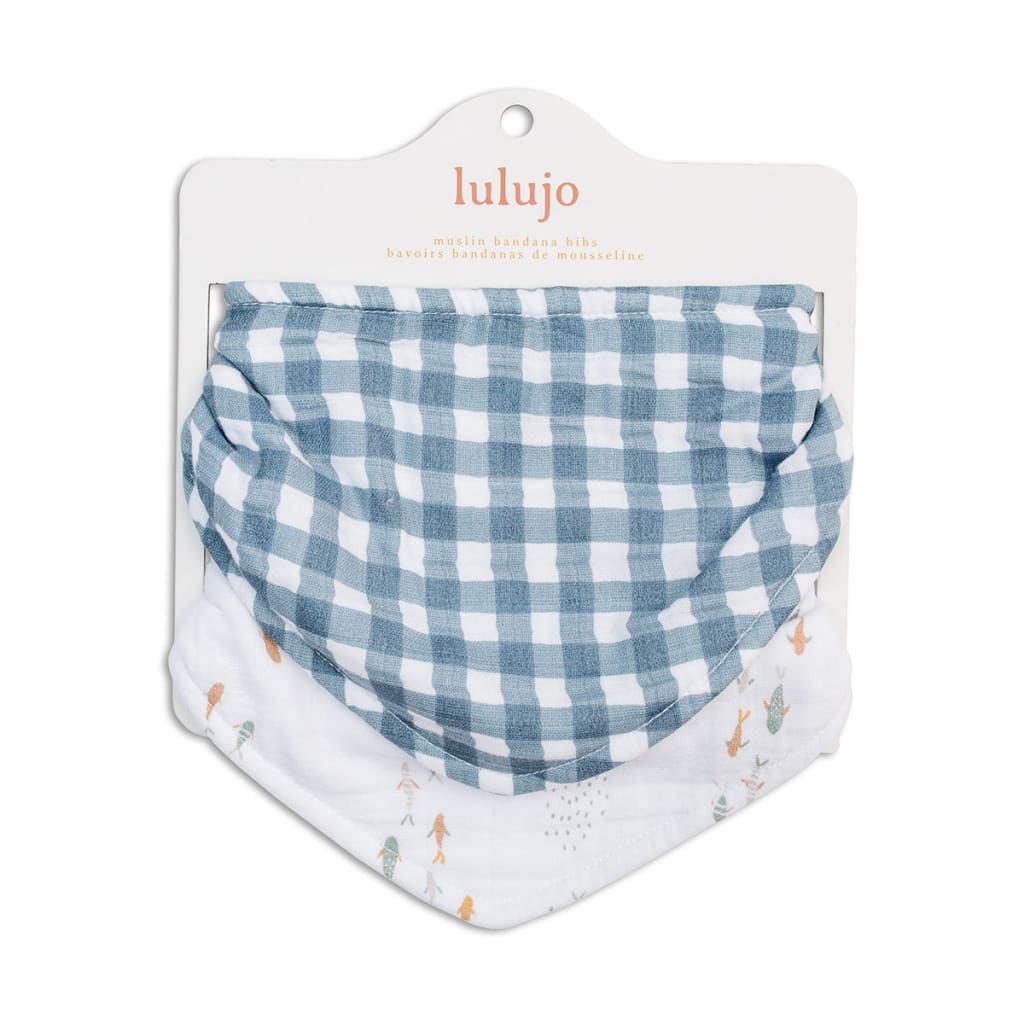 Bandana Bibs, Pack of 2 - Fish/Gingham