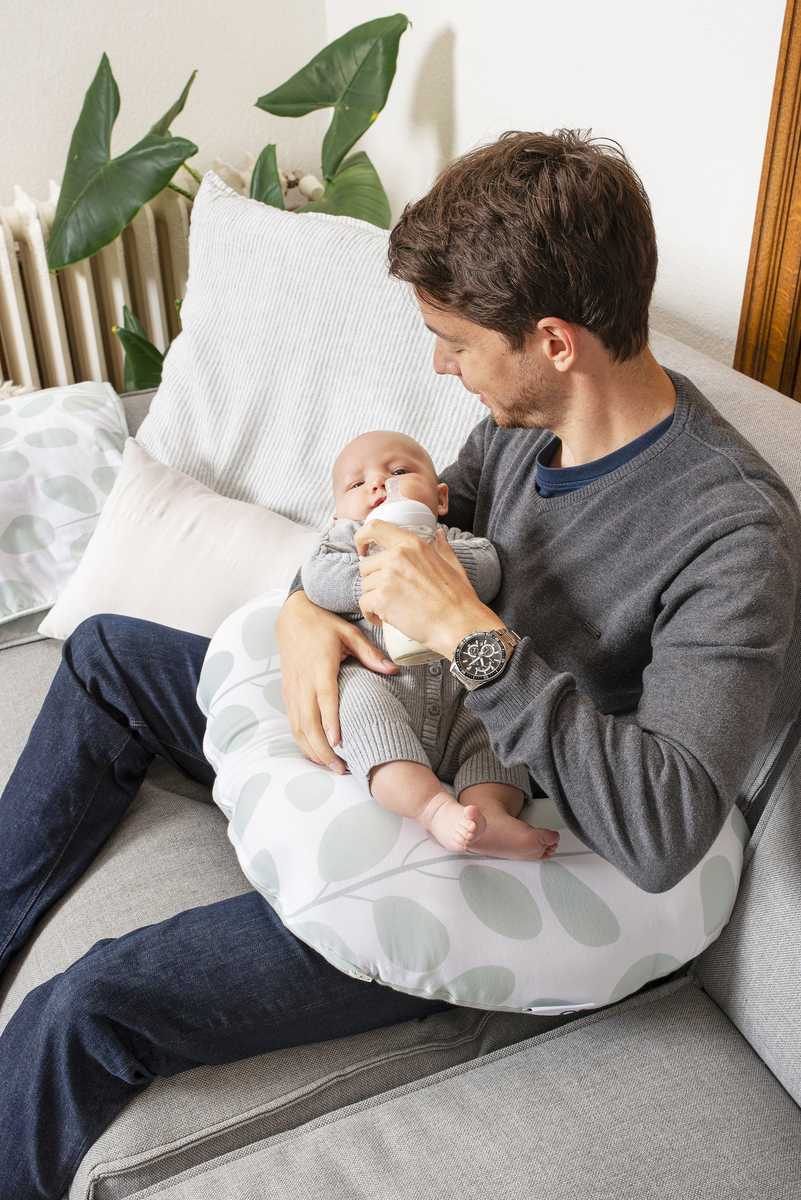 Softy Nursing Pillow - Leaves Aqua Green