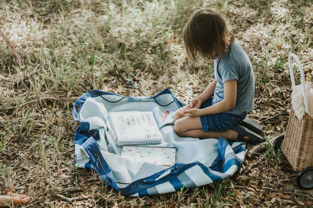 noomad Outdoor: Playmat & Toy Bag - Blue/Green Stripes