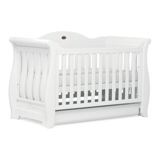 Sleigh Royale Cot Bed & Mattress - White