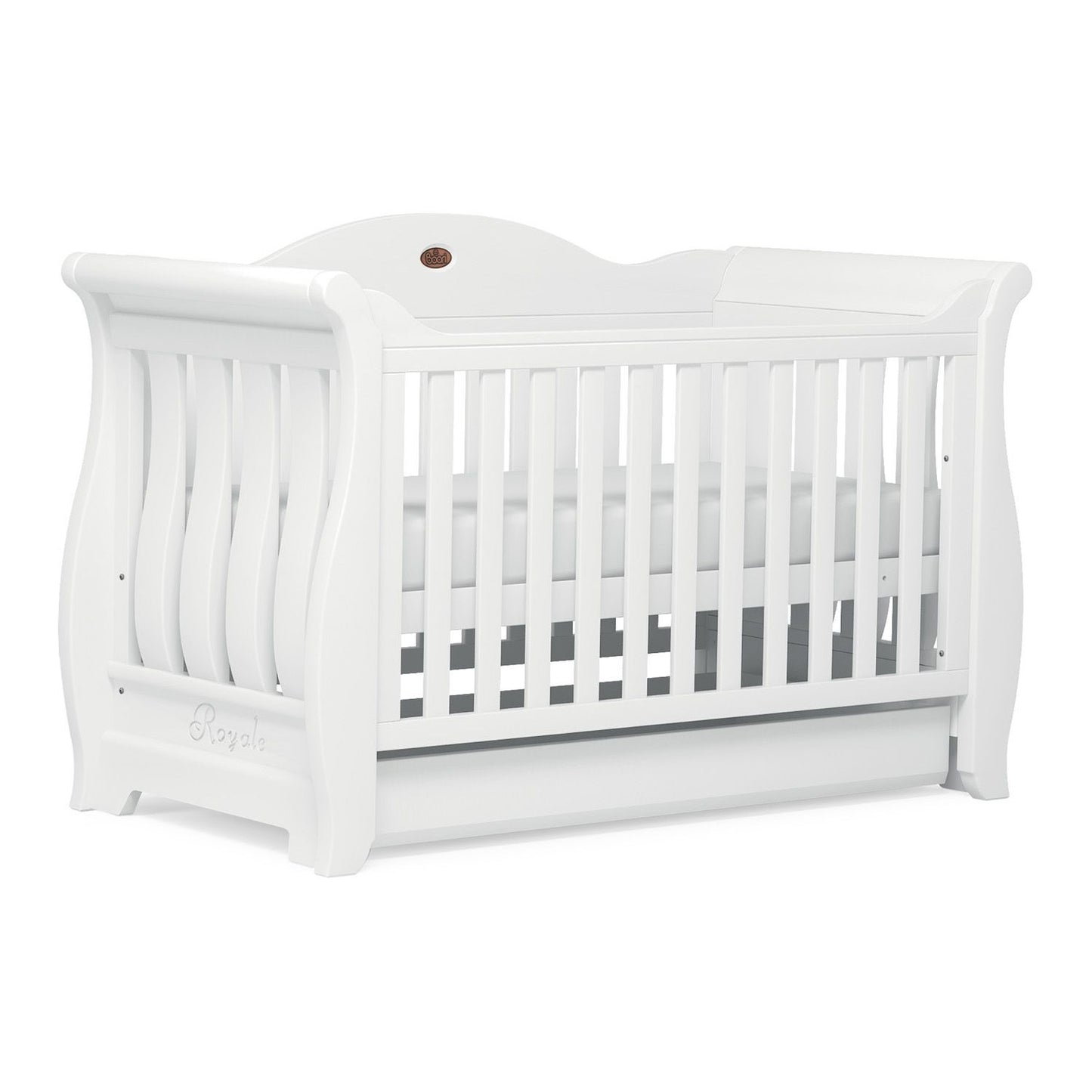 Sleigh Royale Cot Bed & Mattress - White