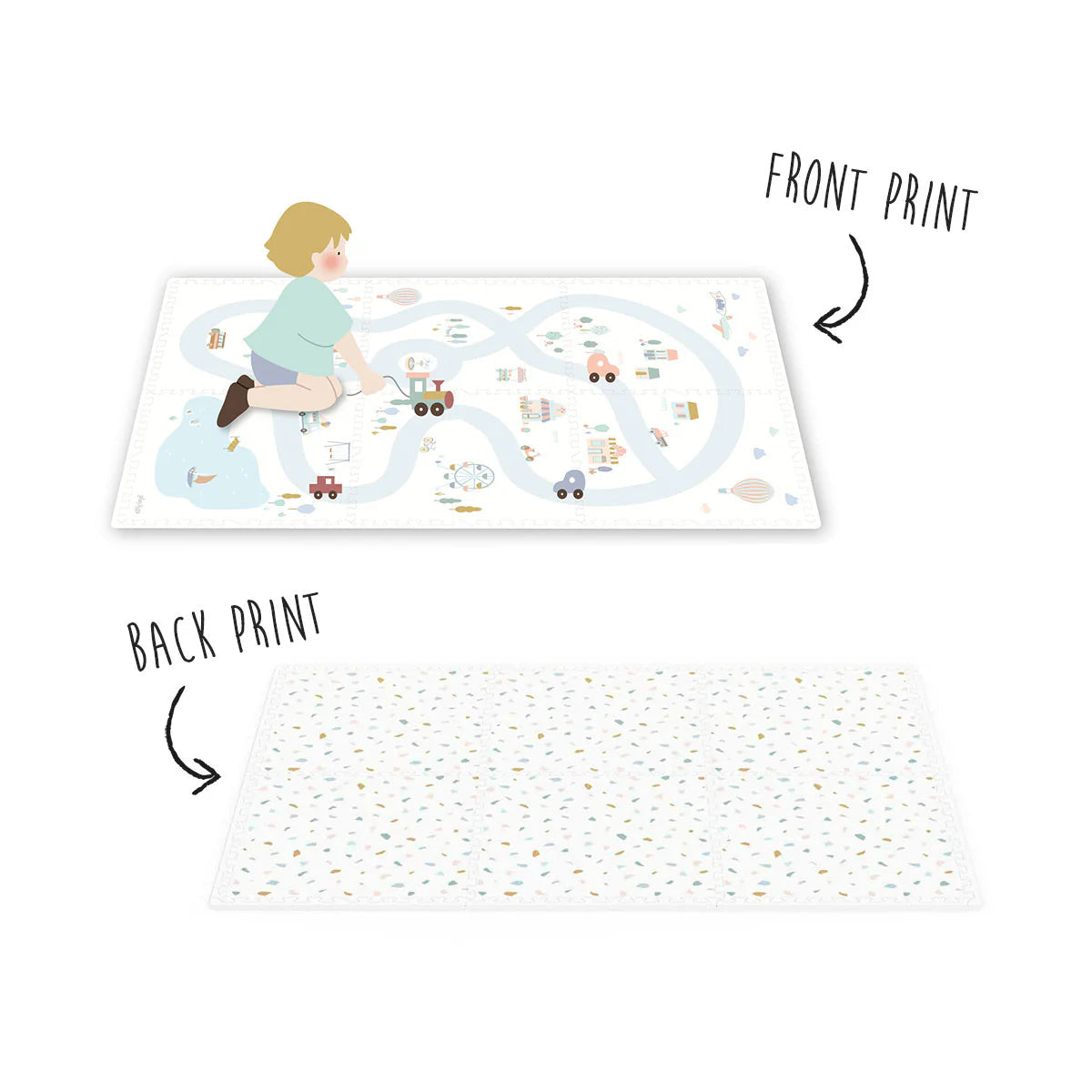 Foam Puzzle Playmat & Storage Box - Village/Terrazzo