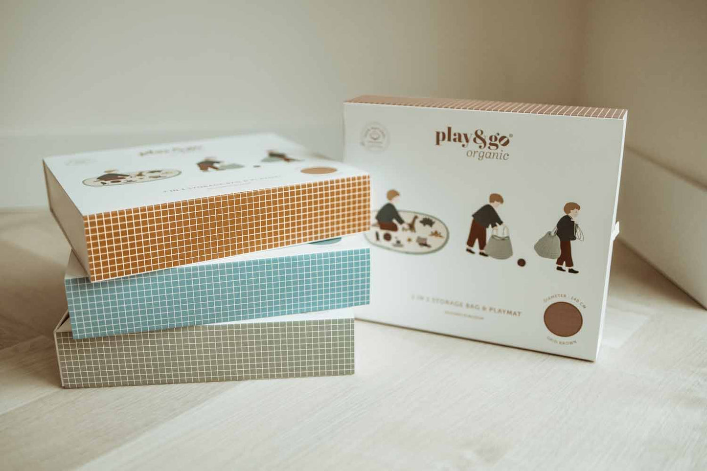 noomad: Playmat & Toy Bag - Organic Grid Mustard