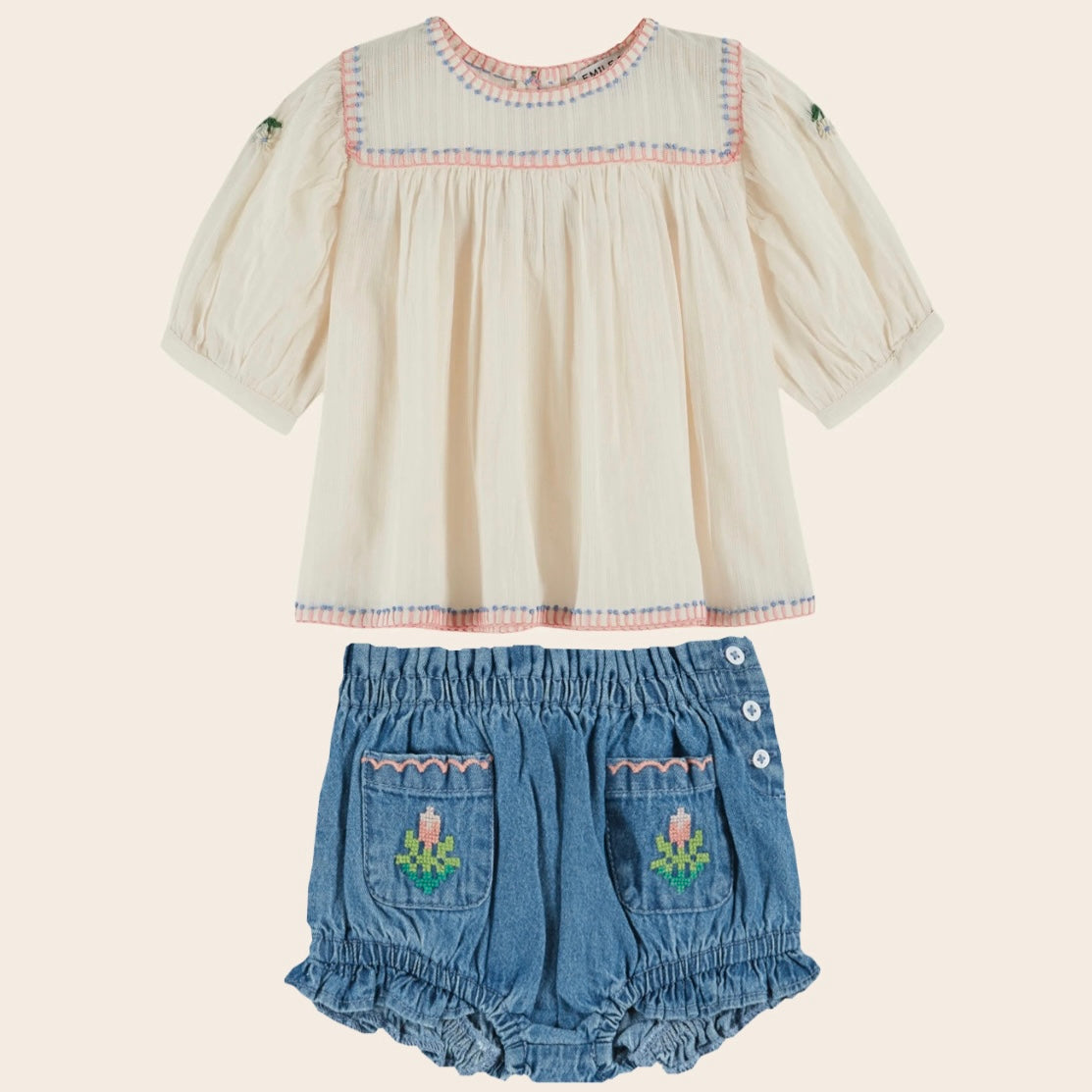 Flowers Embroidered Set