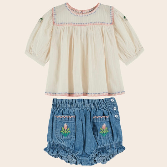 Flowers Embroidered Set