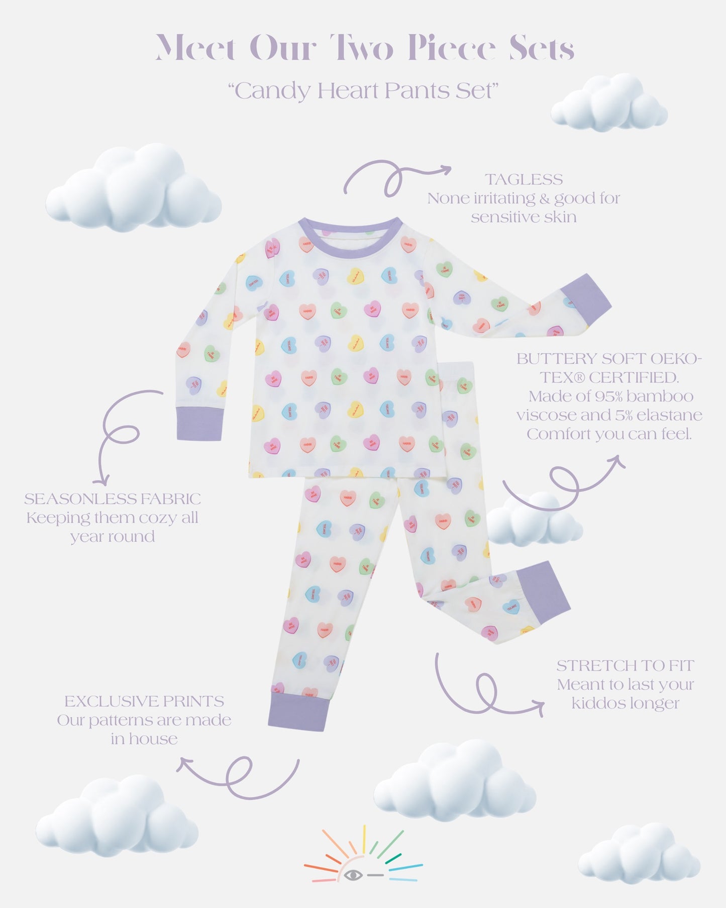 Candy Heart Pants PJ Set