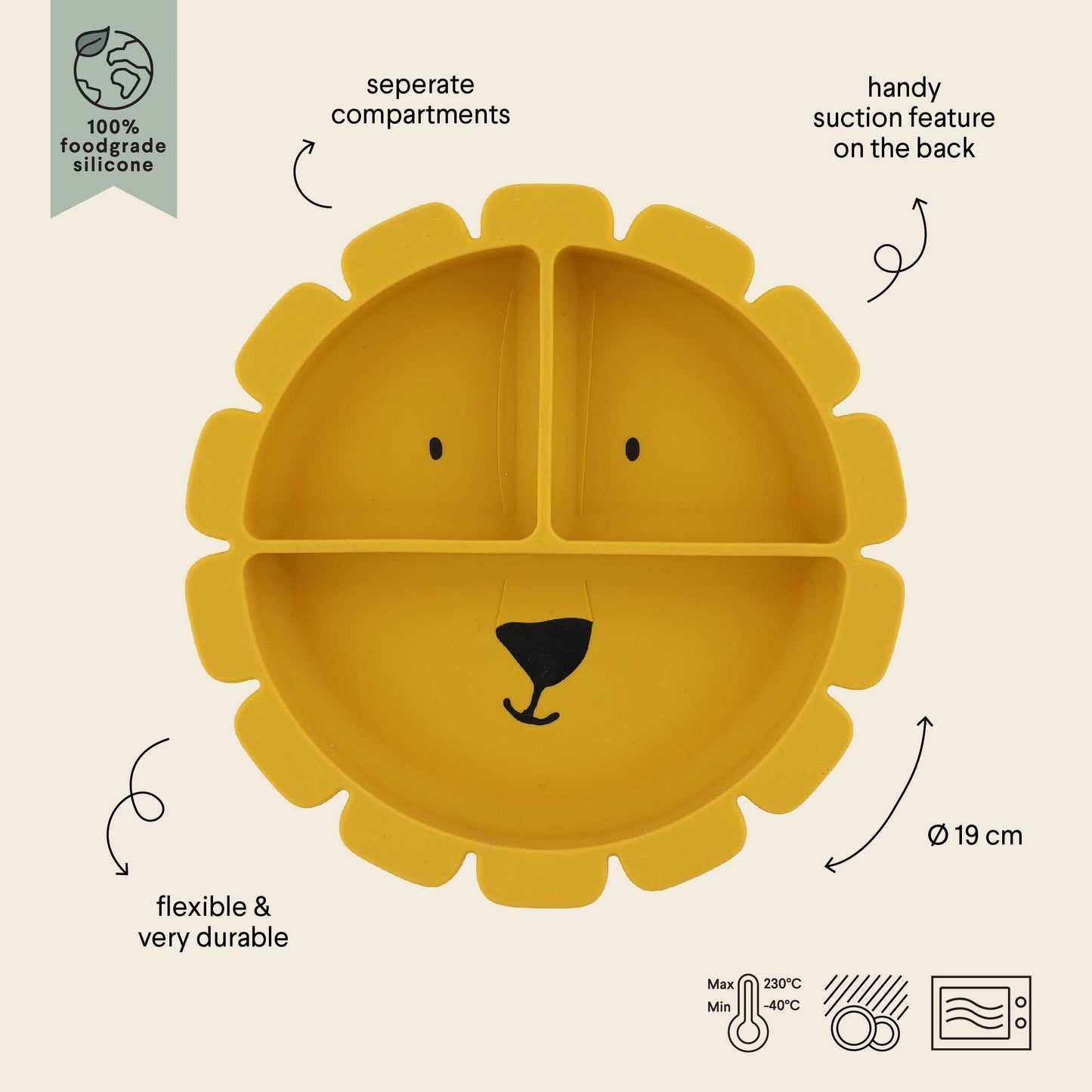 Silicone Divided Plate with suction - Mr. Lion