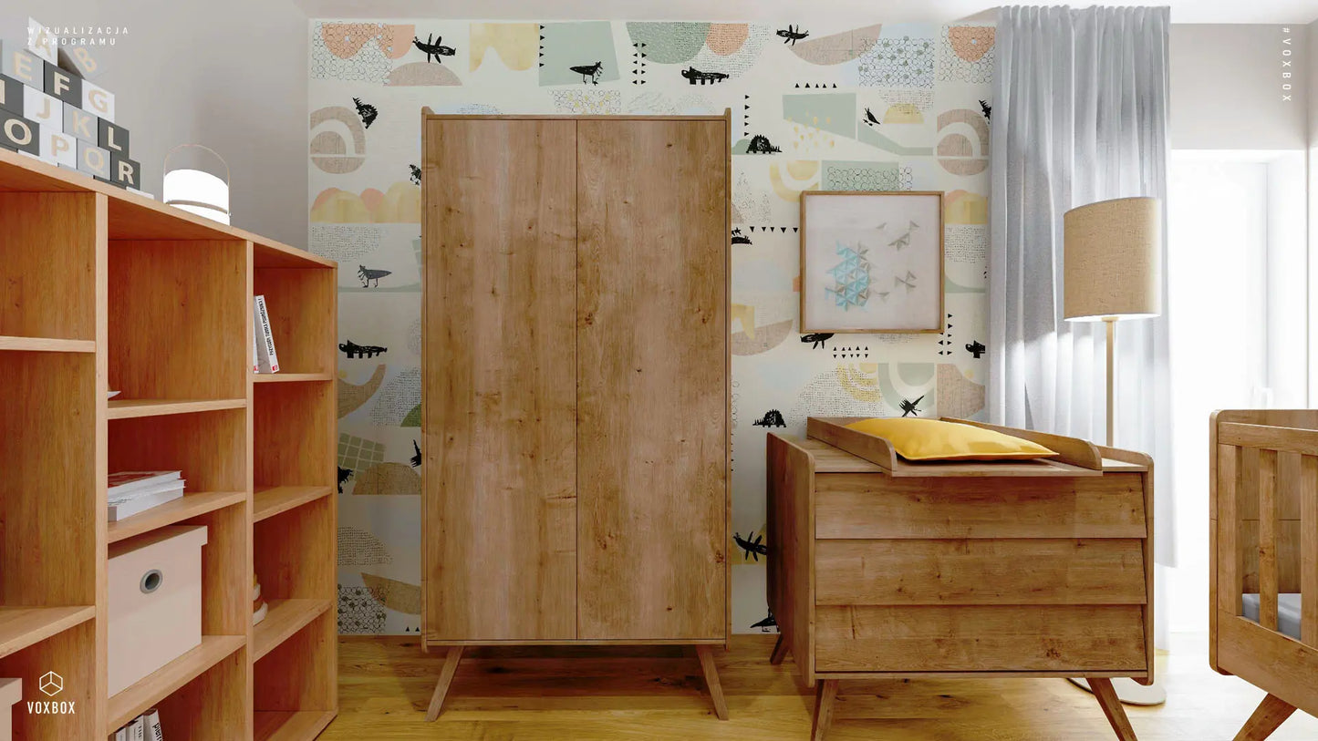 Vintage 2-Door Wardrobe - Oak
