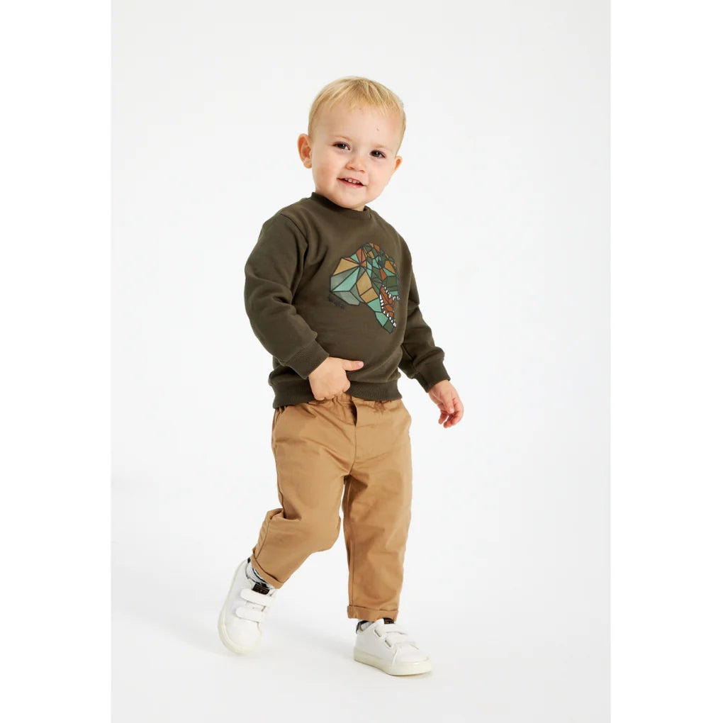 Dino Baby Sweater - Olive