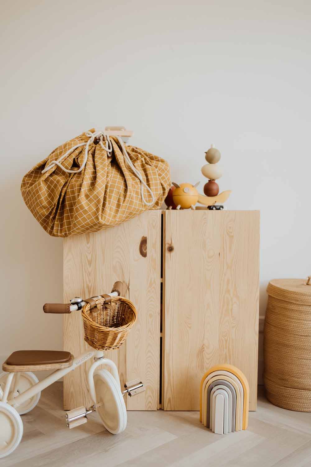 noomad: Playmat & Toy Bag - Organic Grid Mustard