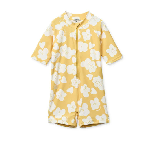 Max Printed Swim Jumpsuit - Flower / Lemon Yellow