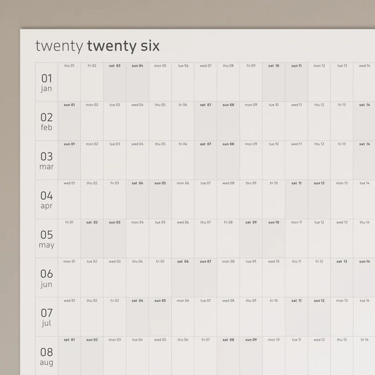 2026 Calendar - 100x70cm