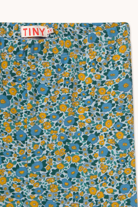 Flower Pattern Rib Pants