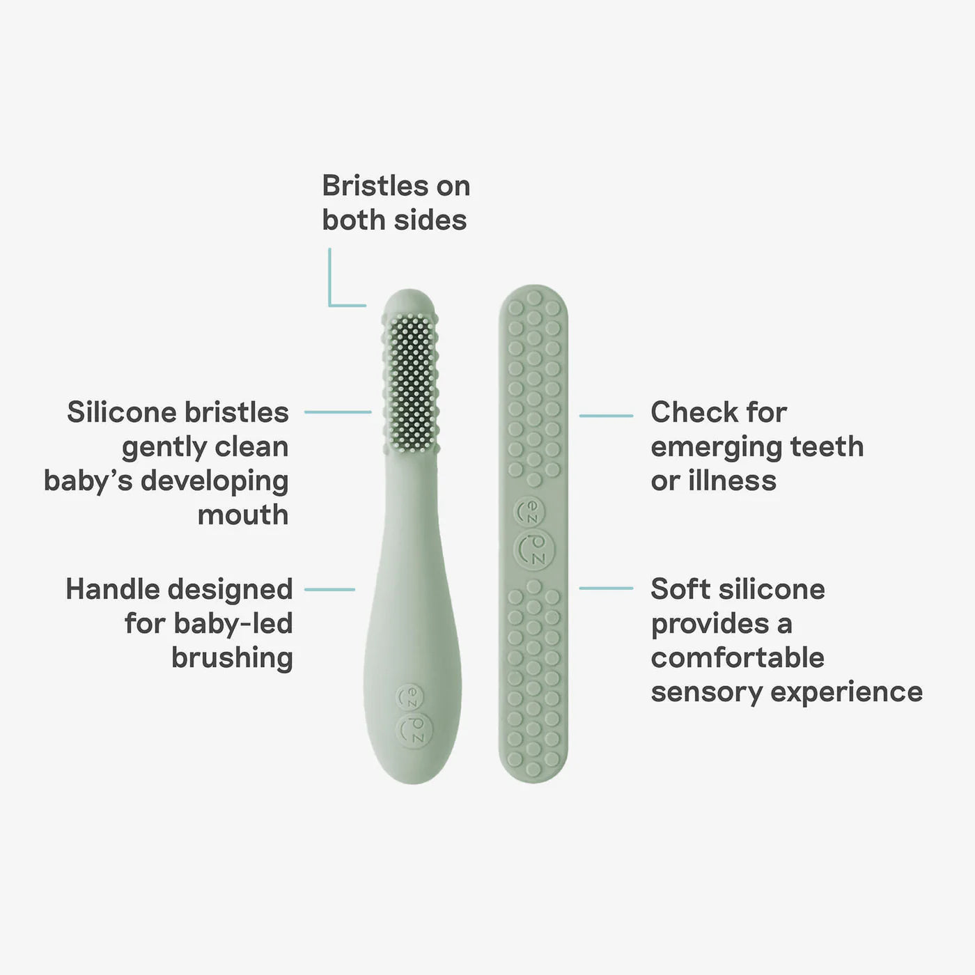 Baby-Led Toothbrush + Sensory Tongue Depressor Dual Pack - Sage