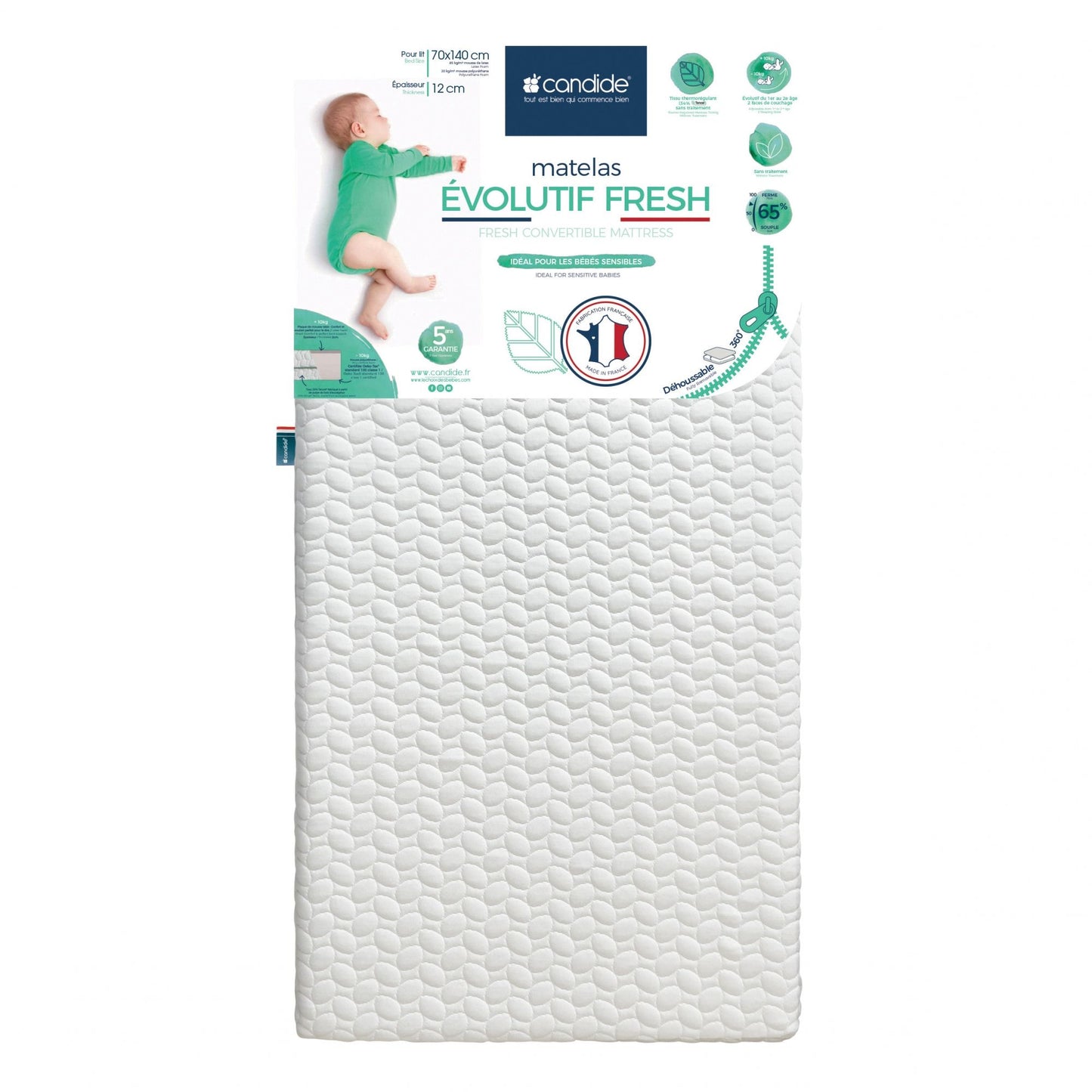 Candide Fresh Convertible 360° Mattress - 70x140x12 cm