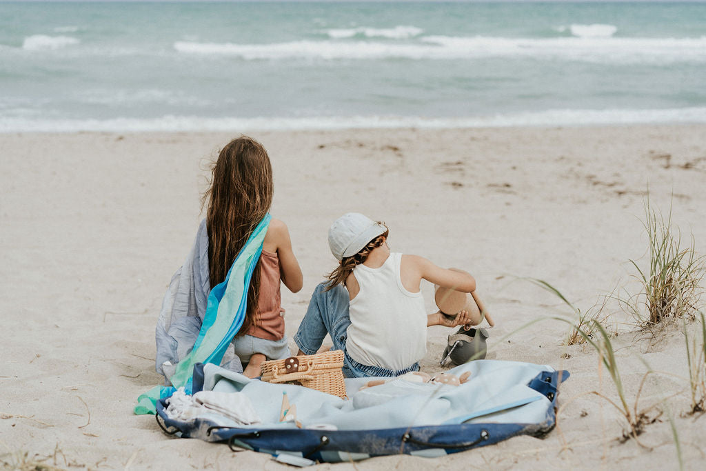noomad Outdoor: Playmat & Toy Bag - Blue/Green Stripes