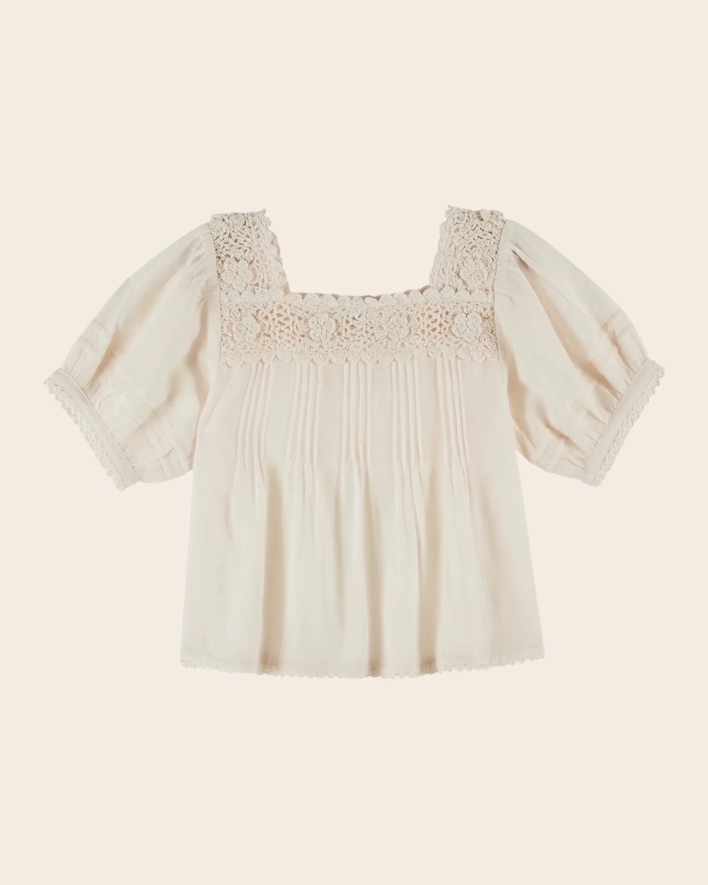 Crochet Blouse with Chambray Pants Set