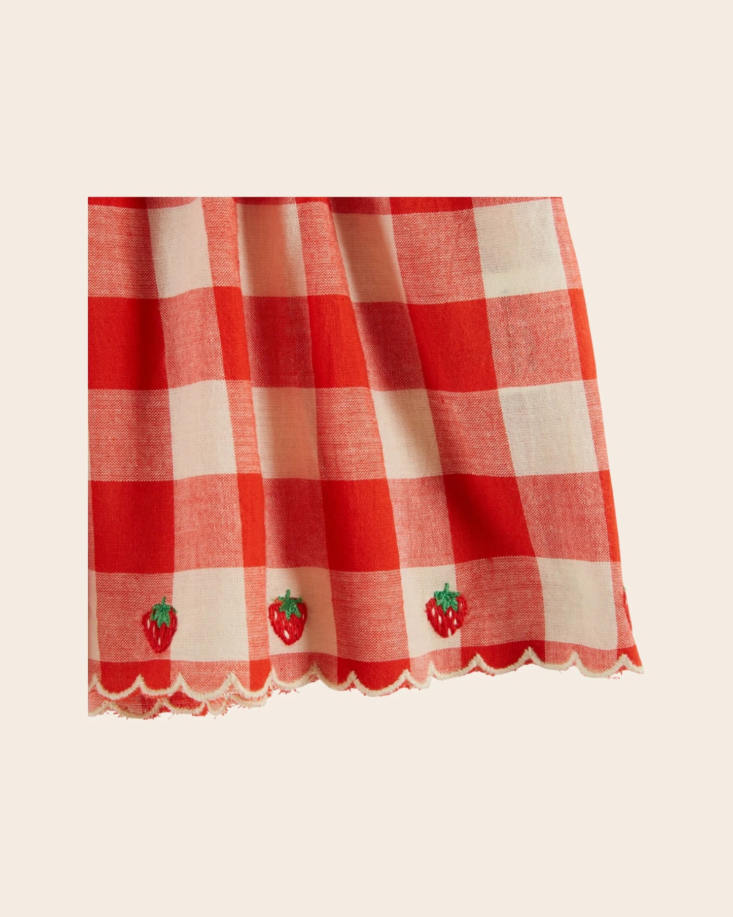 Strawberry Embroidered Vichy Set