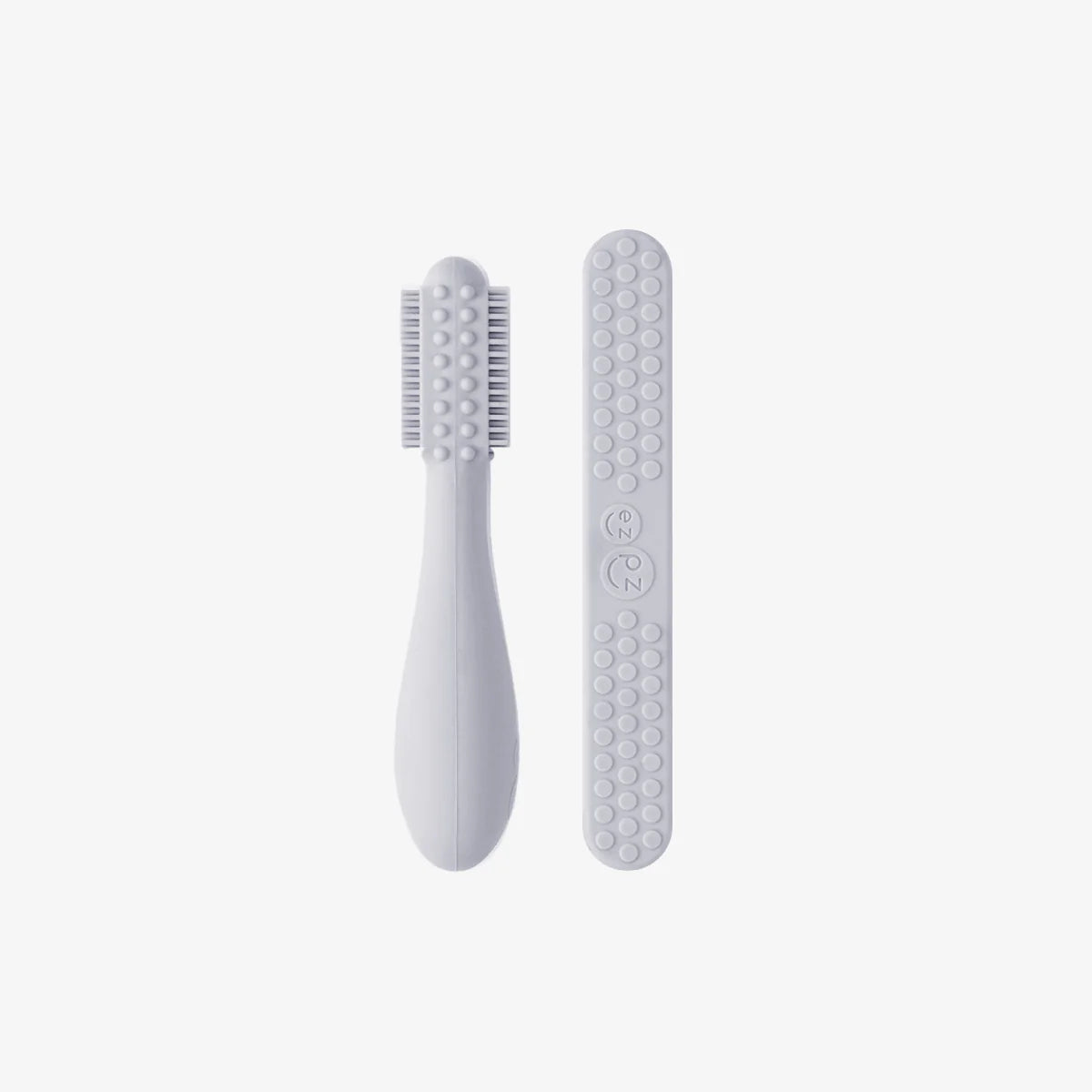 Baby-Led Toothbrush + Sensory Tongue Depressor Dual Pack - Pewter