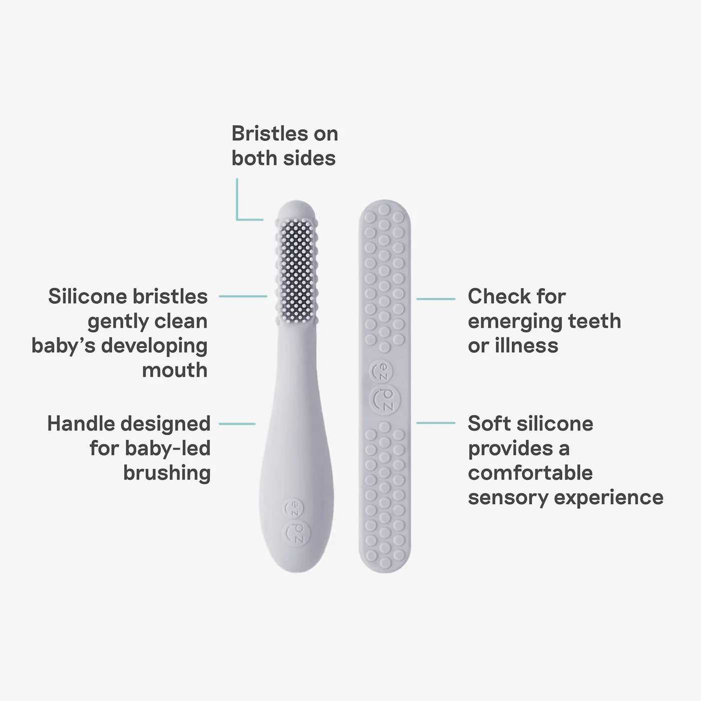 Baby-Led Toothbrush + Sensory Tongue Depressor Dual Pack - Pewter
