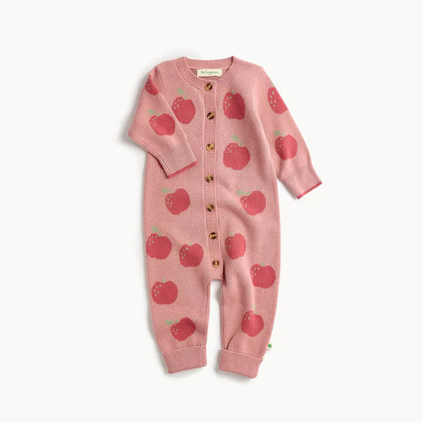 Apple Knit Baby Playsuit - Rosy