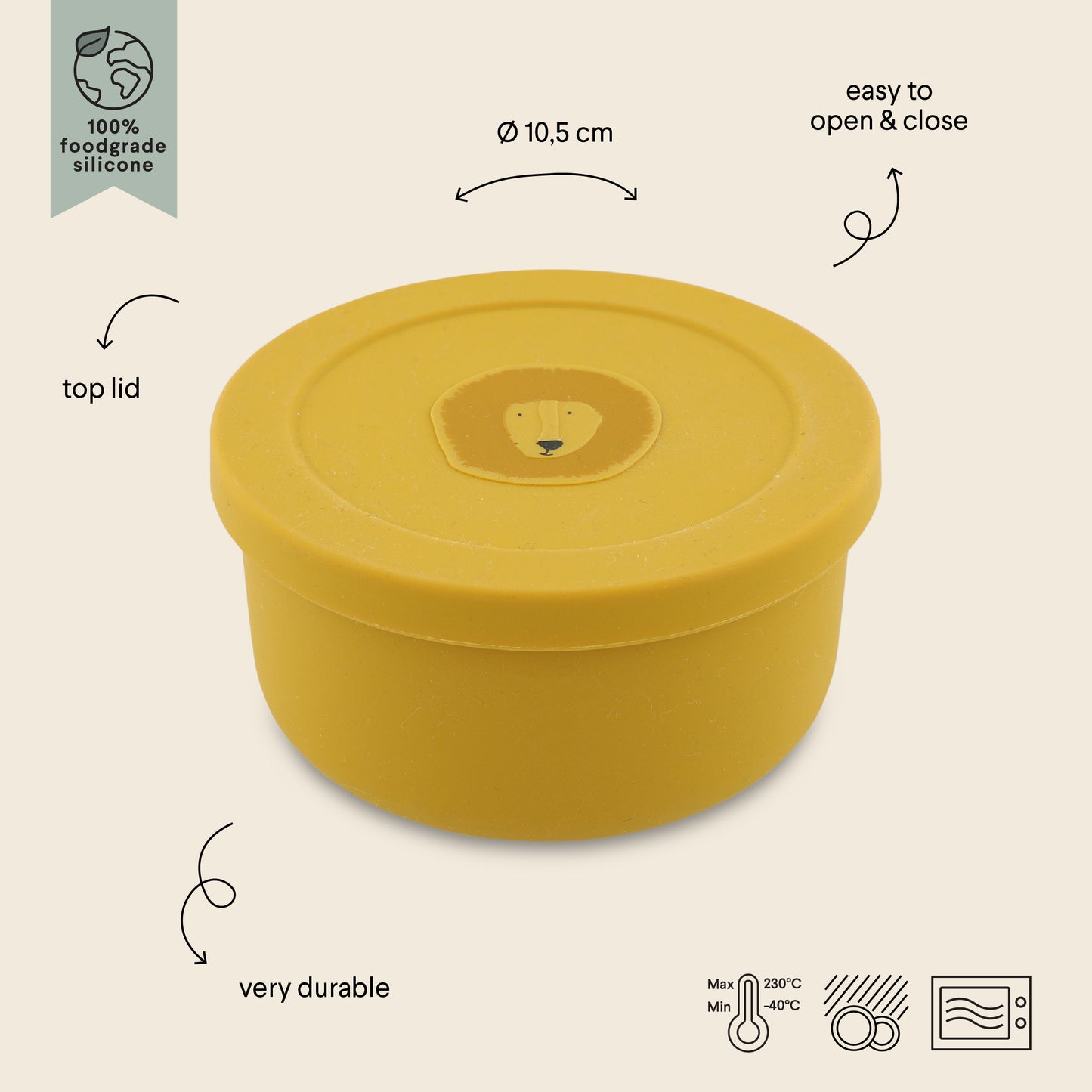 Silicone Snack Box with Lid - Mr. Lion