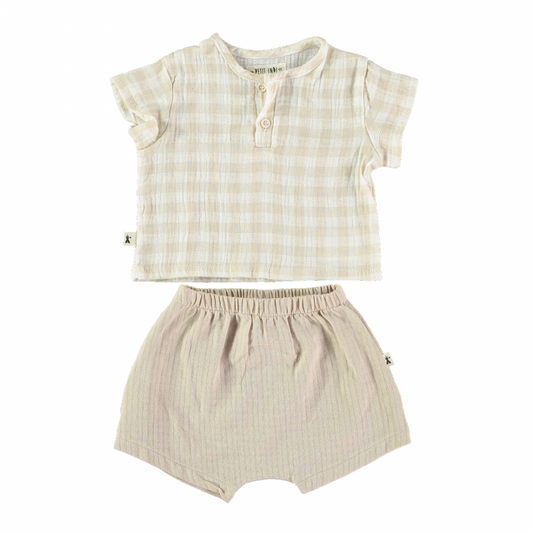 Cream Checkered Set