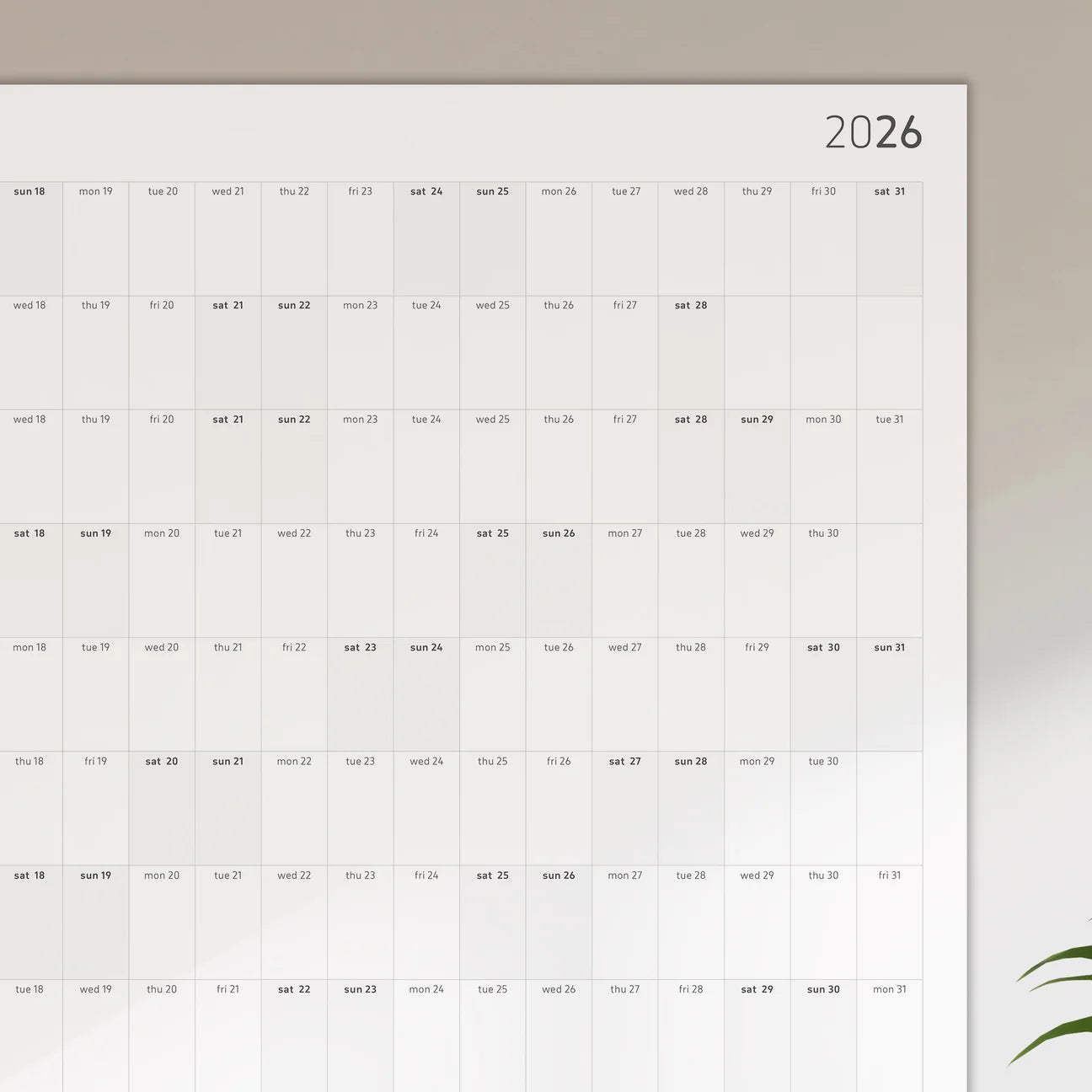2026 Calendar - 100x70cm
