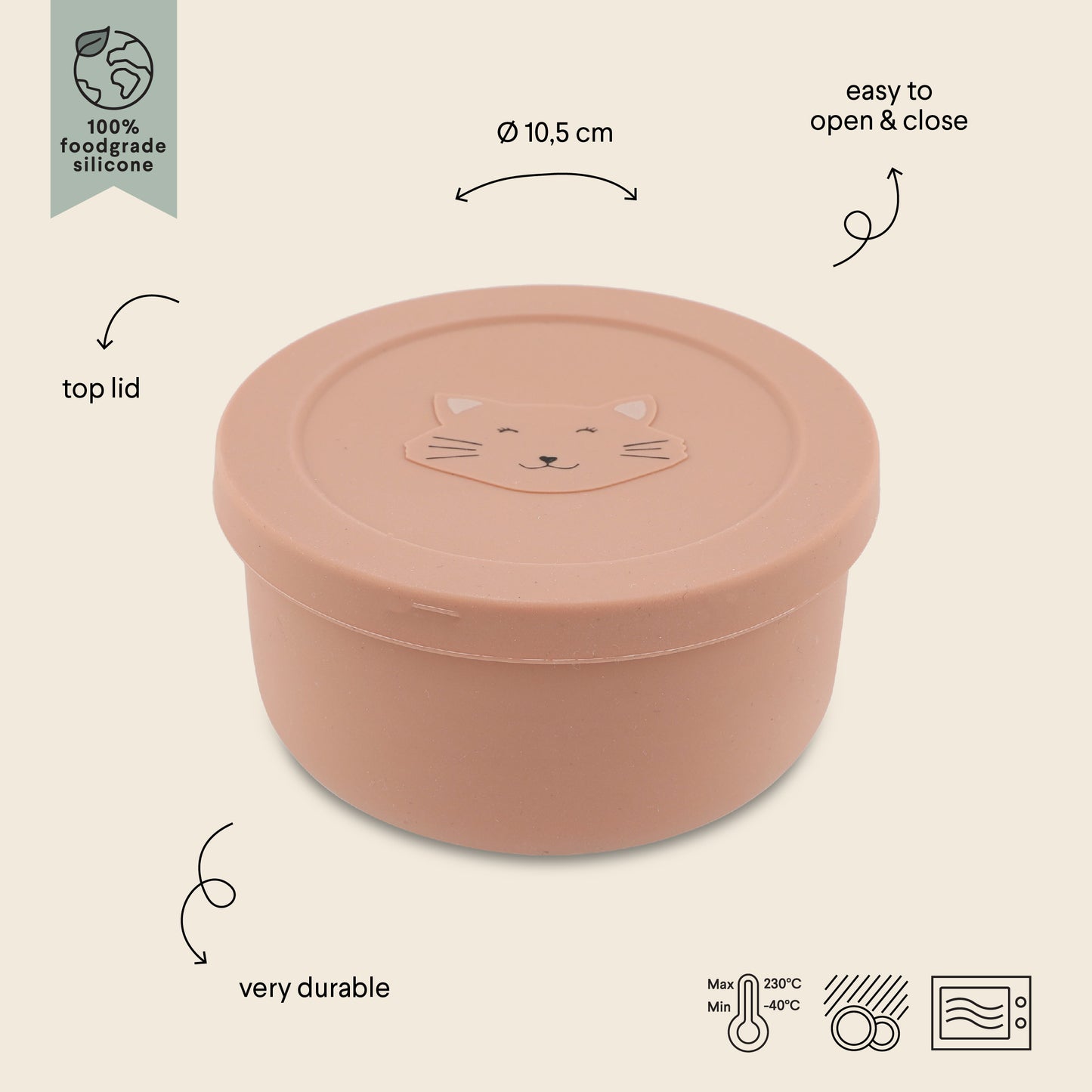 Silicone Snack Box with Lid - Mrs. Cat