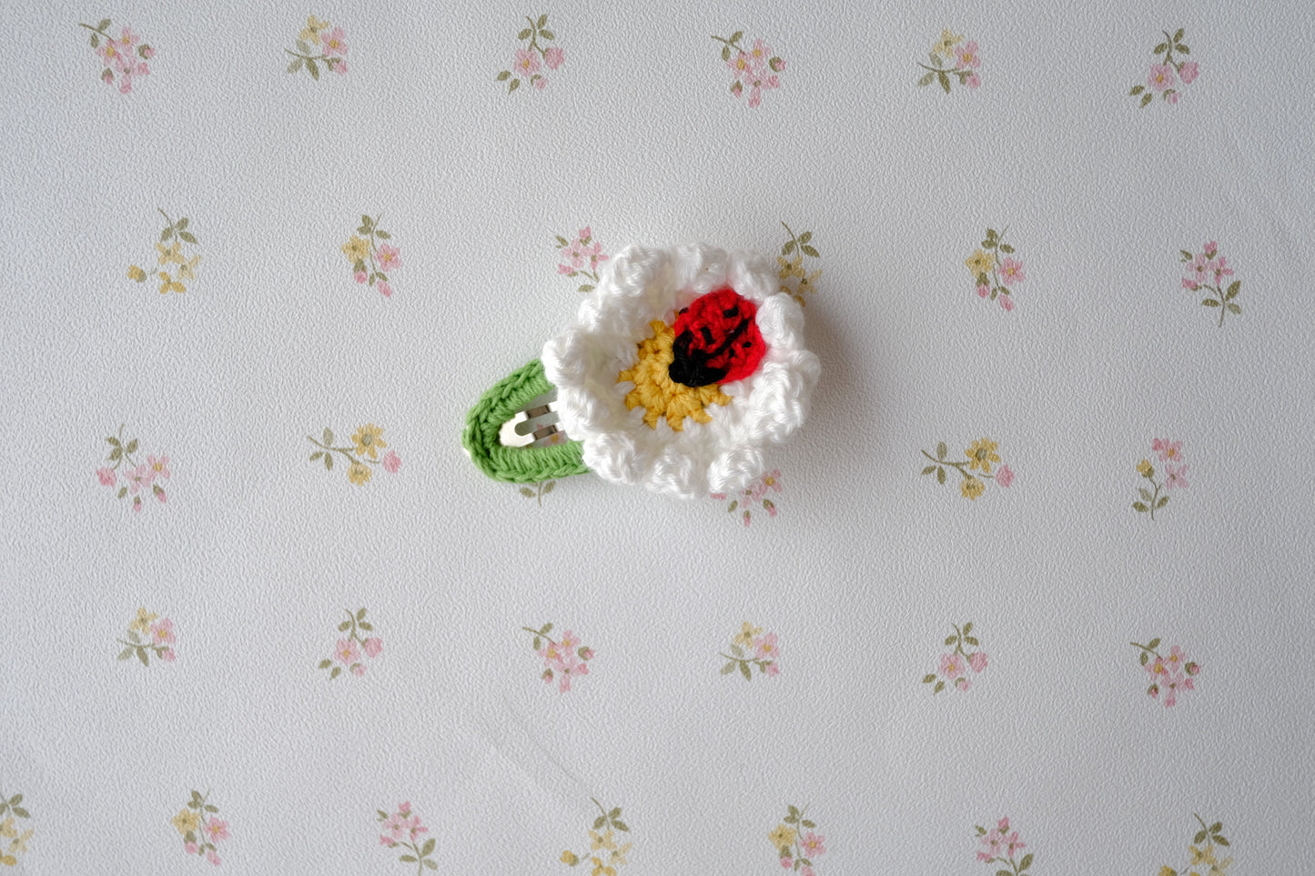 Crochet Cherry & Daisy Hairclip Set