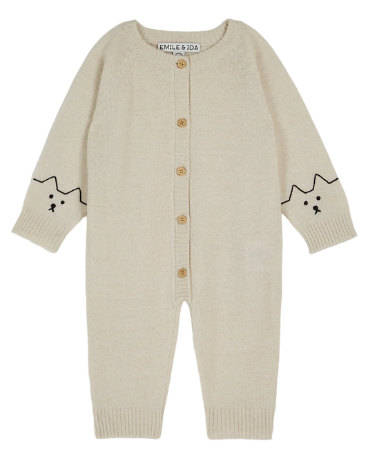 Knitted Baby Playsuit - Cream